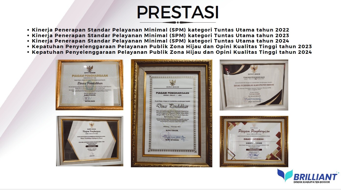 (Capaian SPM dan Penyelenggaraan Pelayanan Publik Dinas Pendidikan Kabupaten Bogor Tahun 2022 s.d 2024)